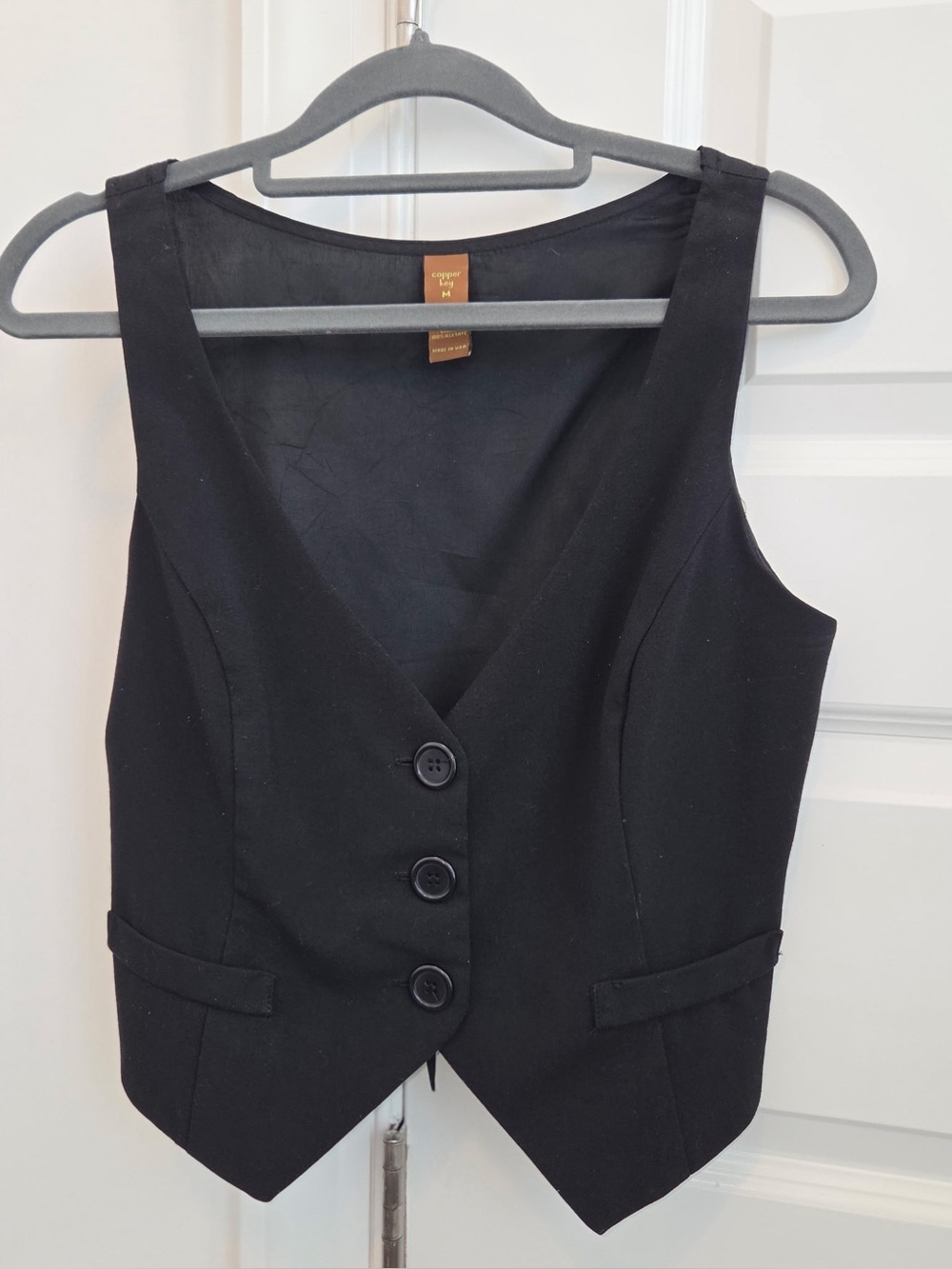 Y2K Copper Key Button-Front Vest